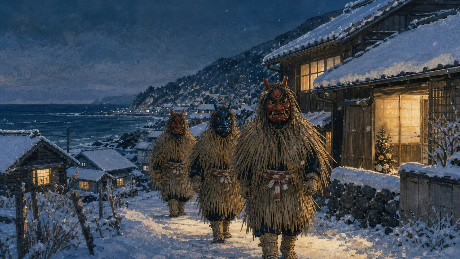 In Oga, Japan, the New Year’s Visitors Wear Straw, Masks and a Very Serious Message