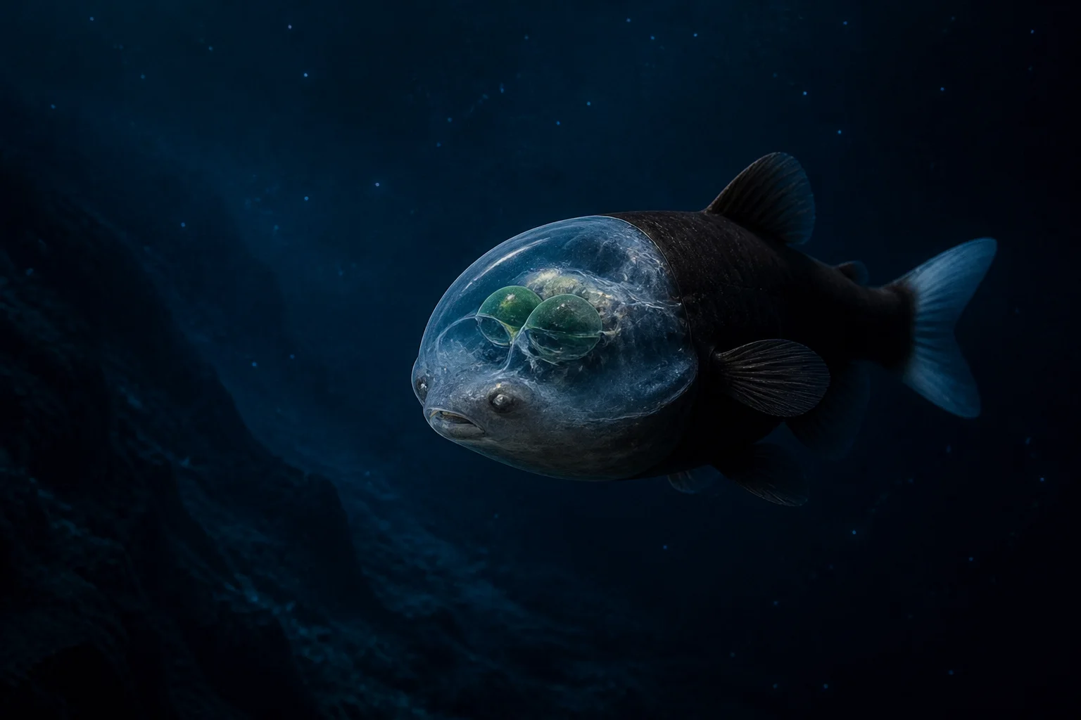 The Fish With a Transparent Head Can Rotate Its Eyes to Eat